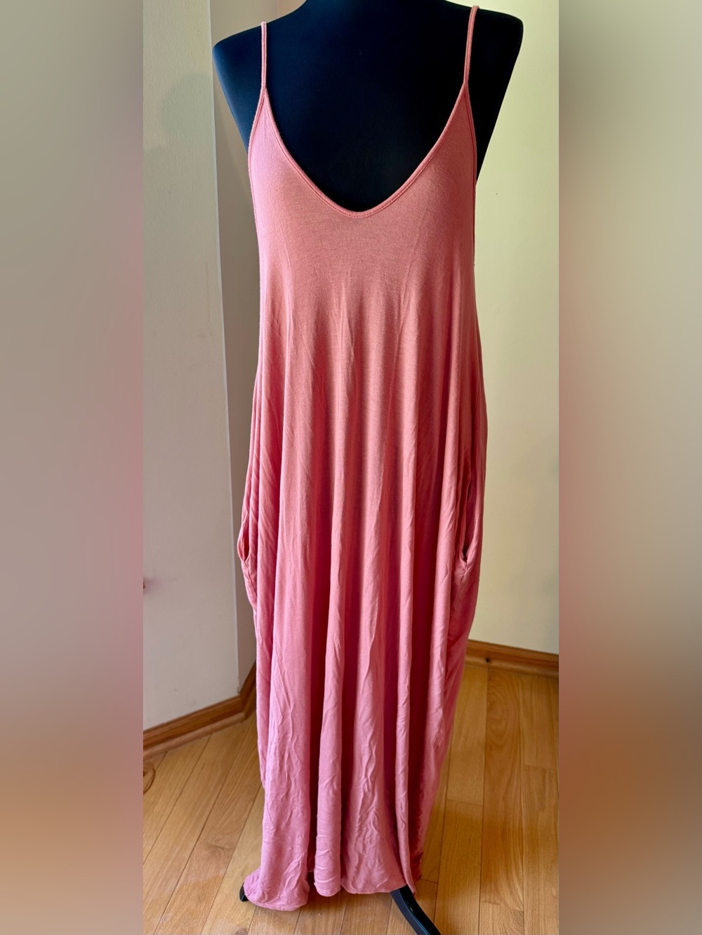 Spaghetti Strap Dusty Rose Pink Flowing Maxi Dress Size M